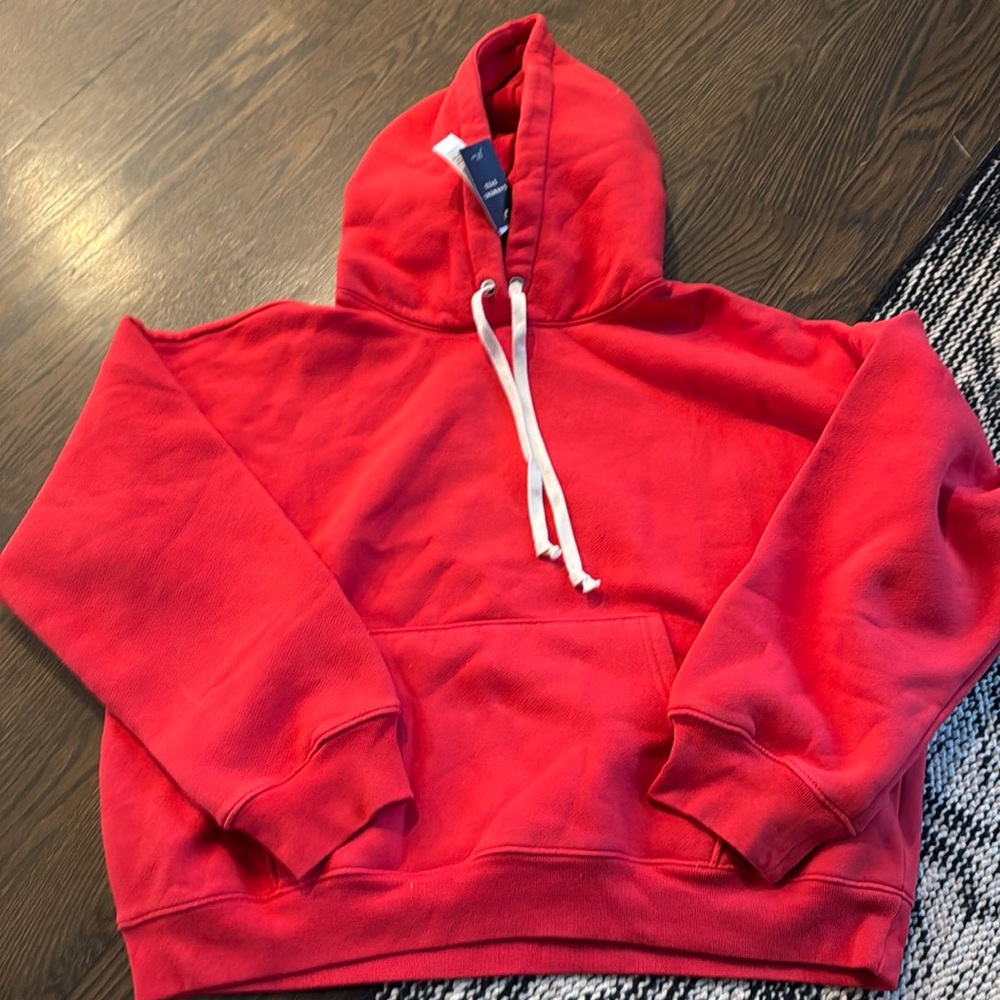 NWT J CREW red garment dyed hoodie